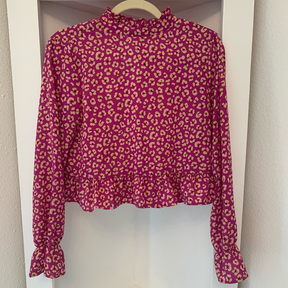 Bright animal print crop blouse